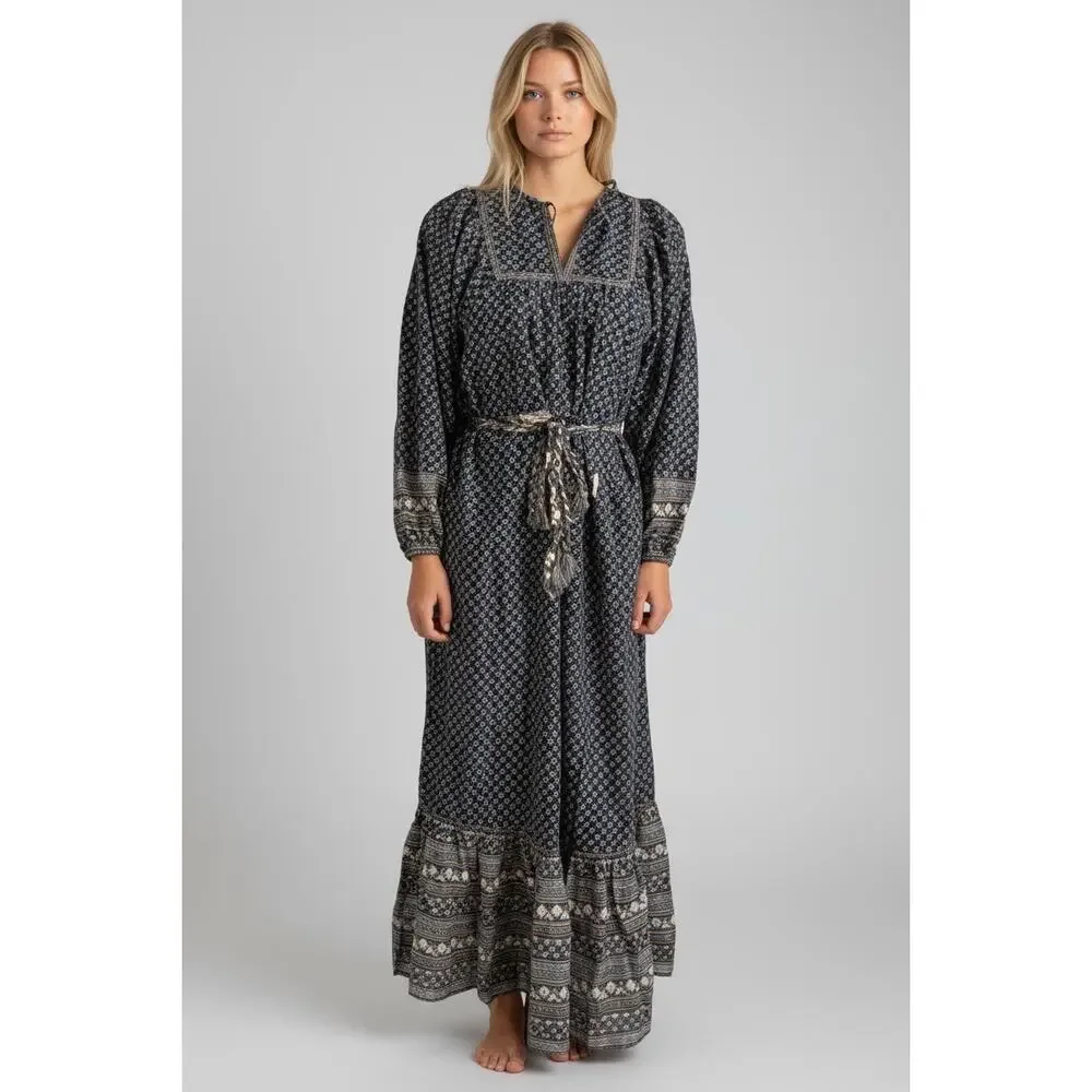 American Eagle AE77 Organic Cotton Boho Peasant Maxi Dress Tie Belt Size S NWT - Picture 12 of 12